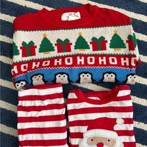 Boys 5T lot Holiday Christmas sweater and Pajamas NEW